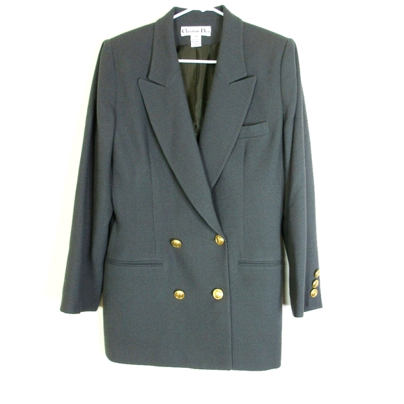 VINTAGE CHRISTIAN DIOR Greenish/Gray Blazer Sz 10